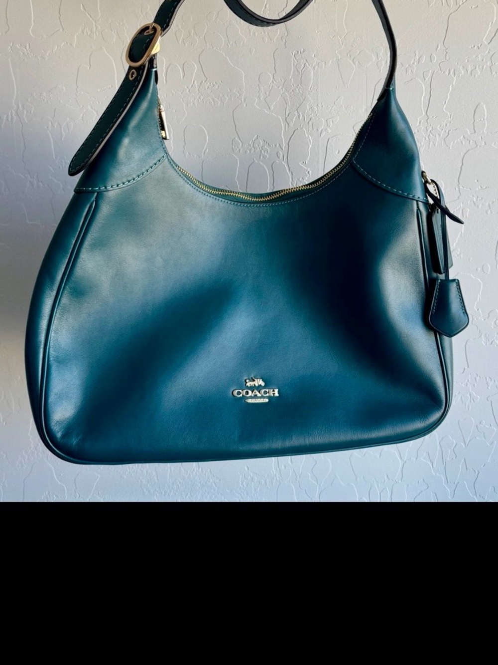 Coach Teal Blue Smooth Leather Ella Shoulder Bag CCE48